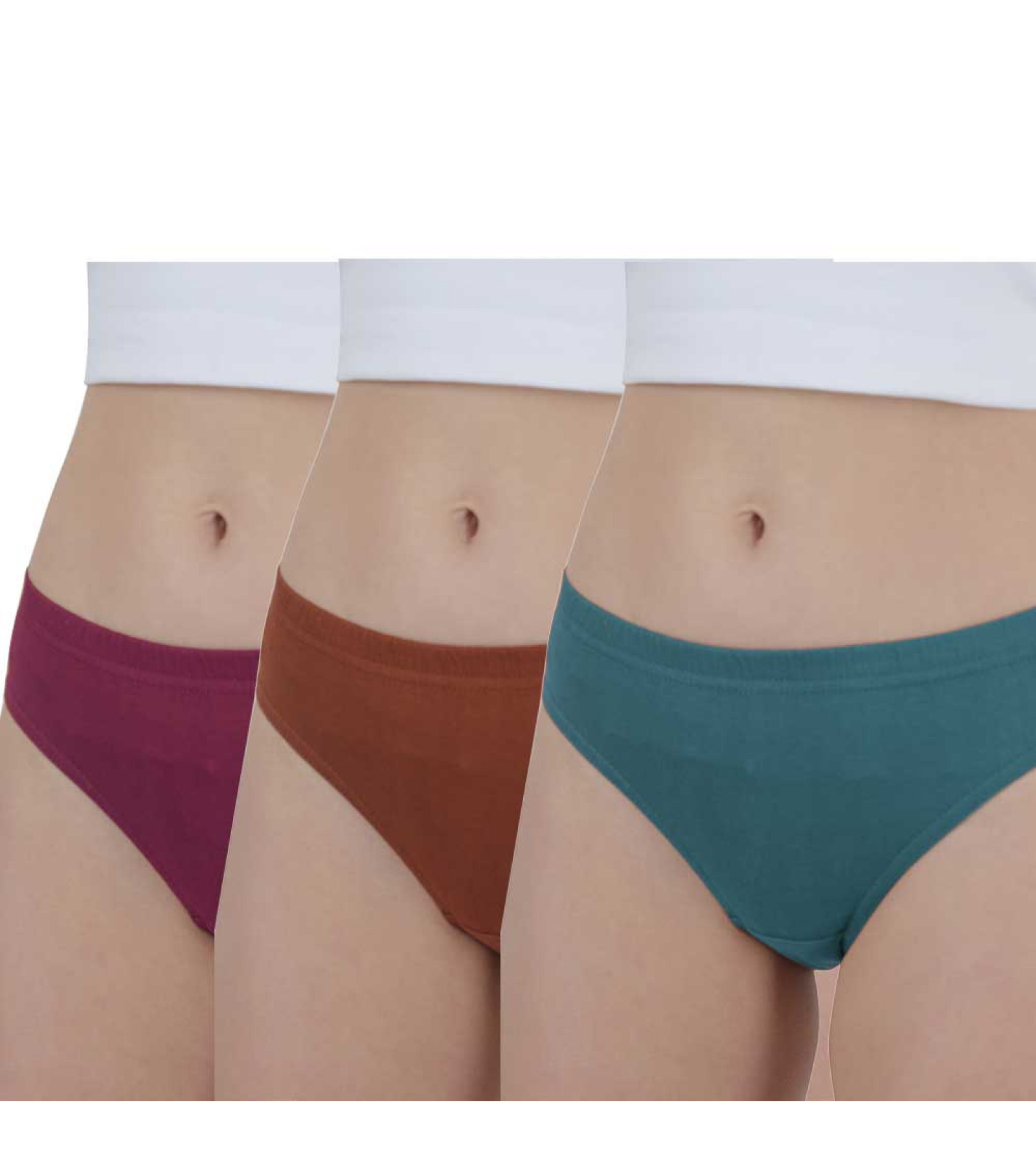 Vink Women's Plain Panty Combo Pack of 3 | Multicolor Inner Elastic